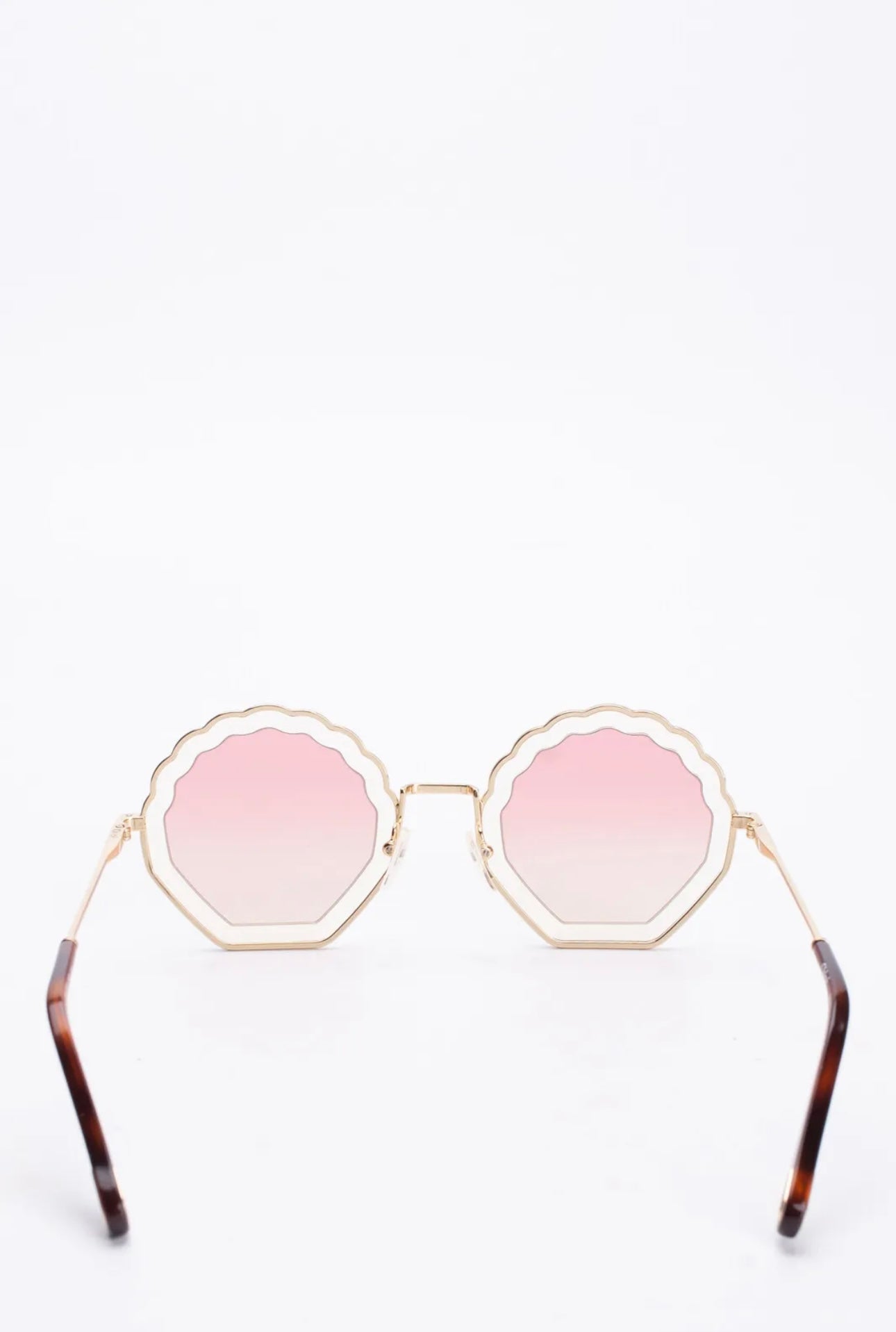 $370 CHLOE Round Sunglasses Engraved Logo Gradient Lenses Made in Italy