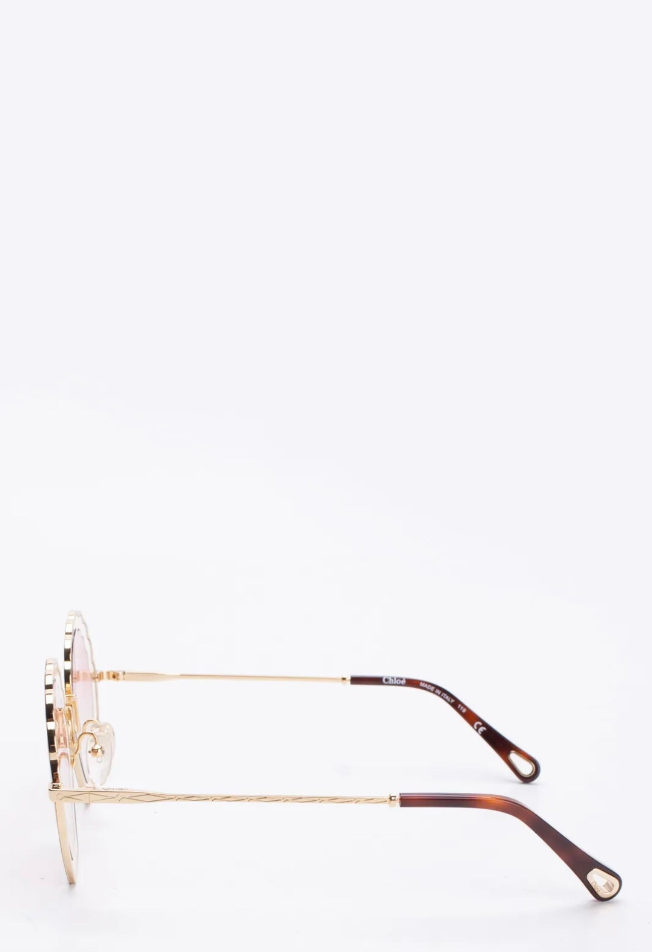 $370 CHLOE Round Sunglasses Engraved Logo Gradient Lenses Made in Italy