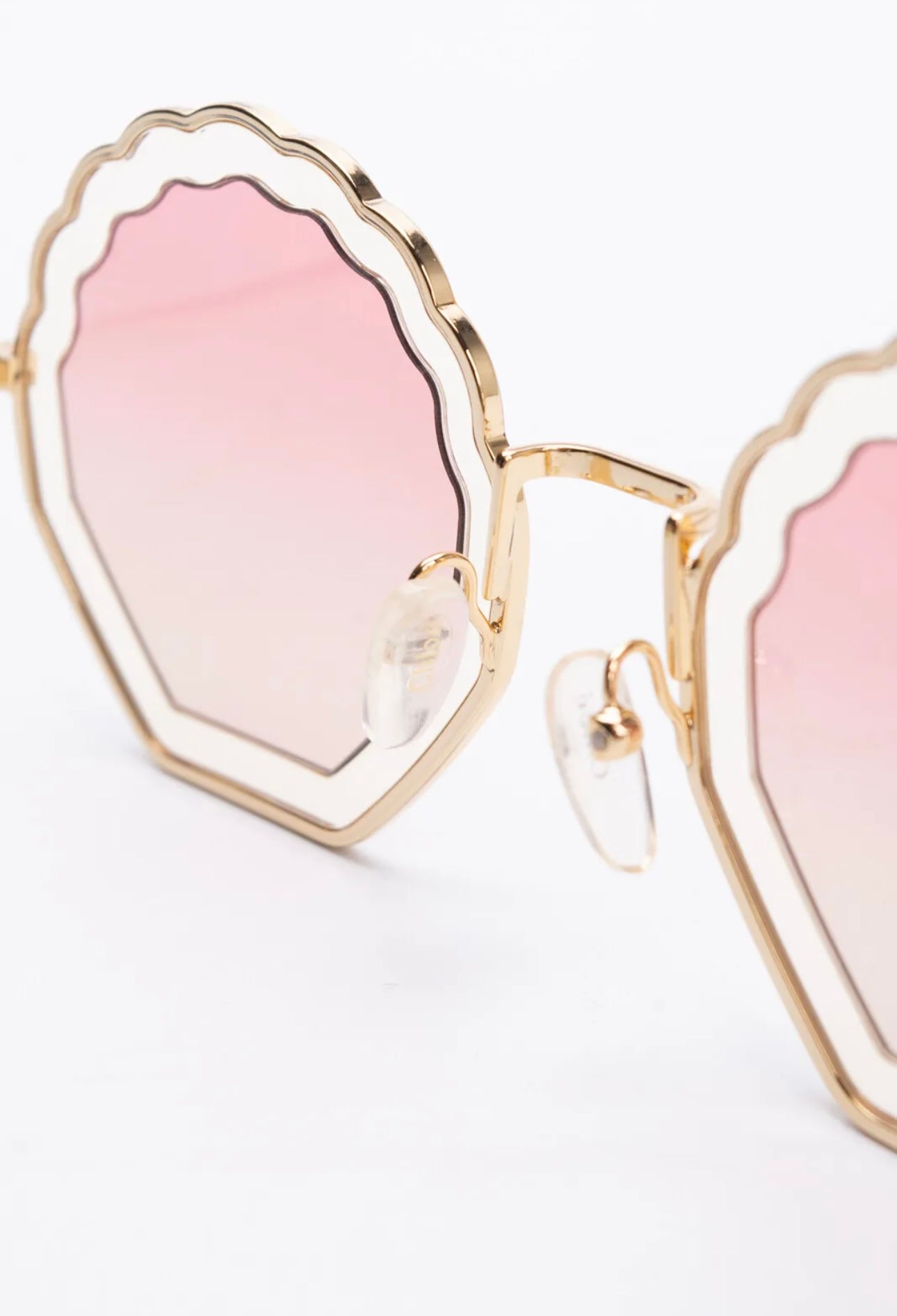 $370 CHLOE Round Sunglasses Engraved Logo Gradient Lenses Made in Italy