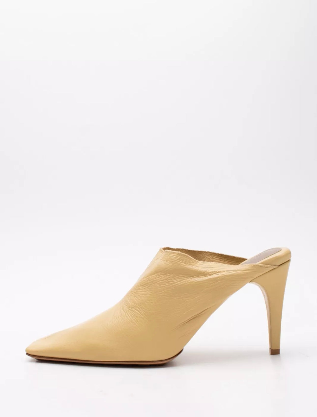 $735 BOTTEGA VENETA Crunch Lux Leather Mule Shoes US8 EU38 UK5 Rubber Nubs