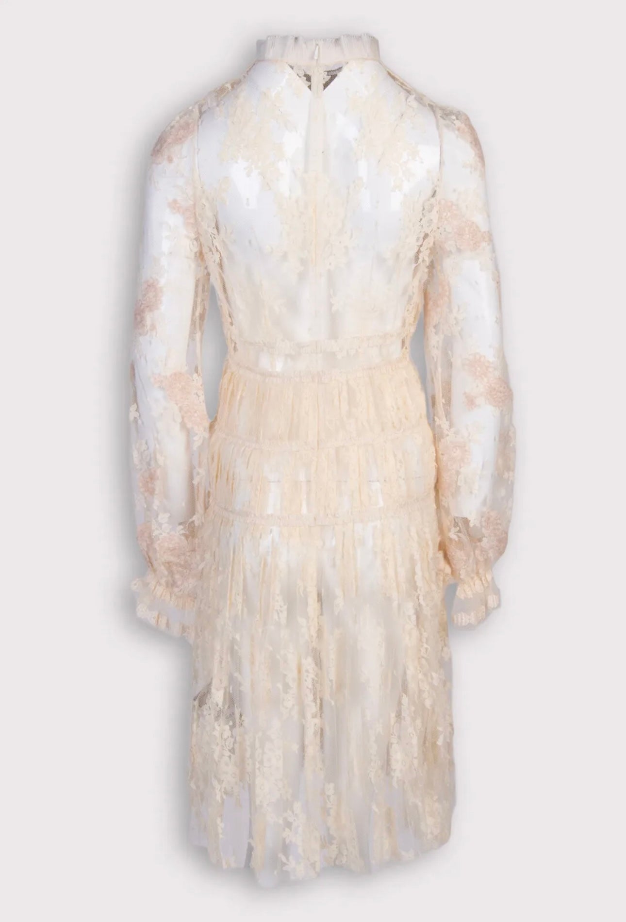 $9100 BOTTEGA VENETA Lace Fit & Flare Dress IT40 US4 UK8 M Pleated Mock Neck