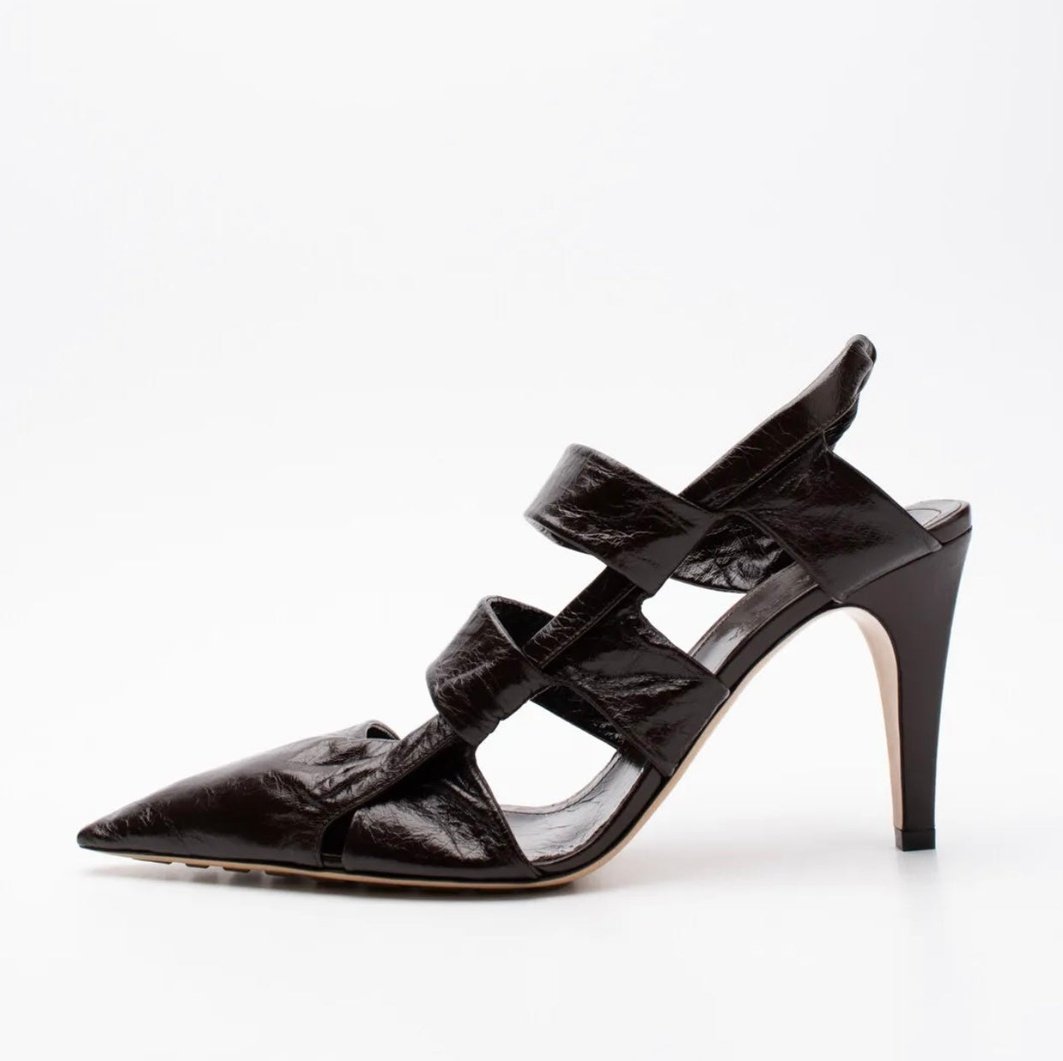 $1250 BOTTEGA VENETA Point Leather Slingback Shoes US10 EU40 UK7 Crushed. Made in Italy
