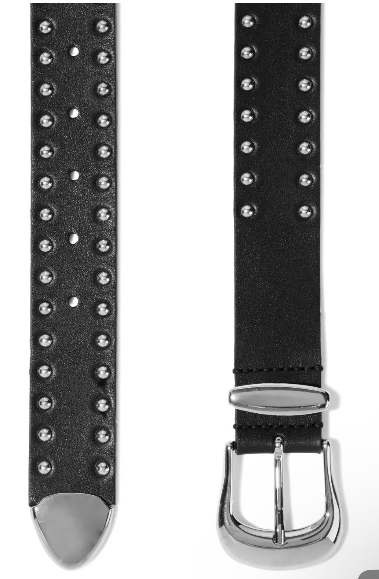 $550 IRO Leather Belt Size 70/28 Geometric Cut Out Studs Twisted Pin Buckle