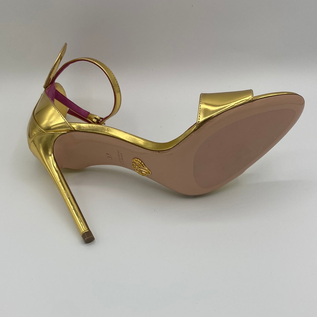 $599 OSCAR TIYE Minnie Leather Sandals US7 UK4 EU37 Ankle Strap Made in Italy