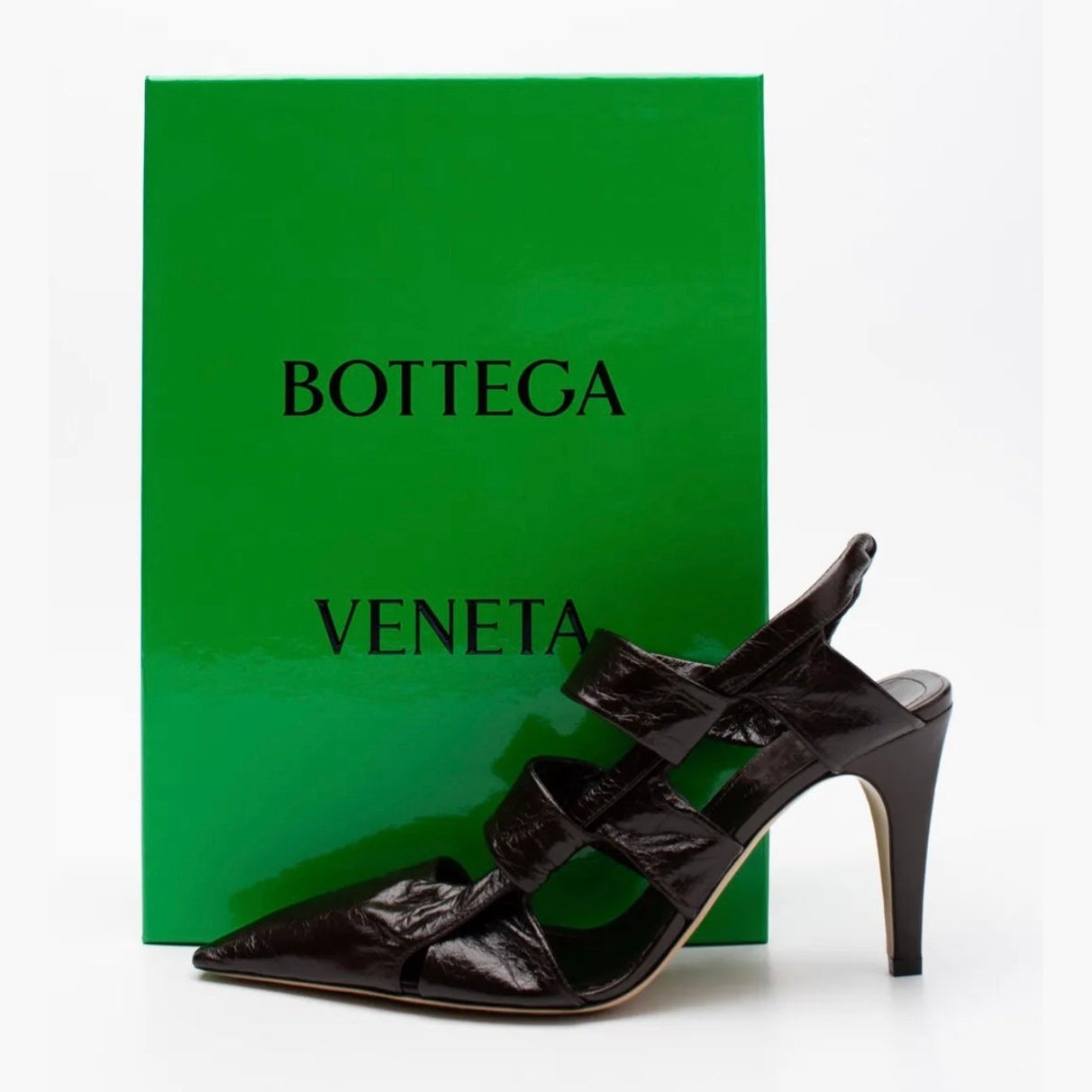 $1250 BOTTEGA VENETA Point Leather Slingback Shoes US10 EU40 UK7 Crushed. Made in Italy