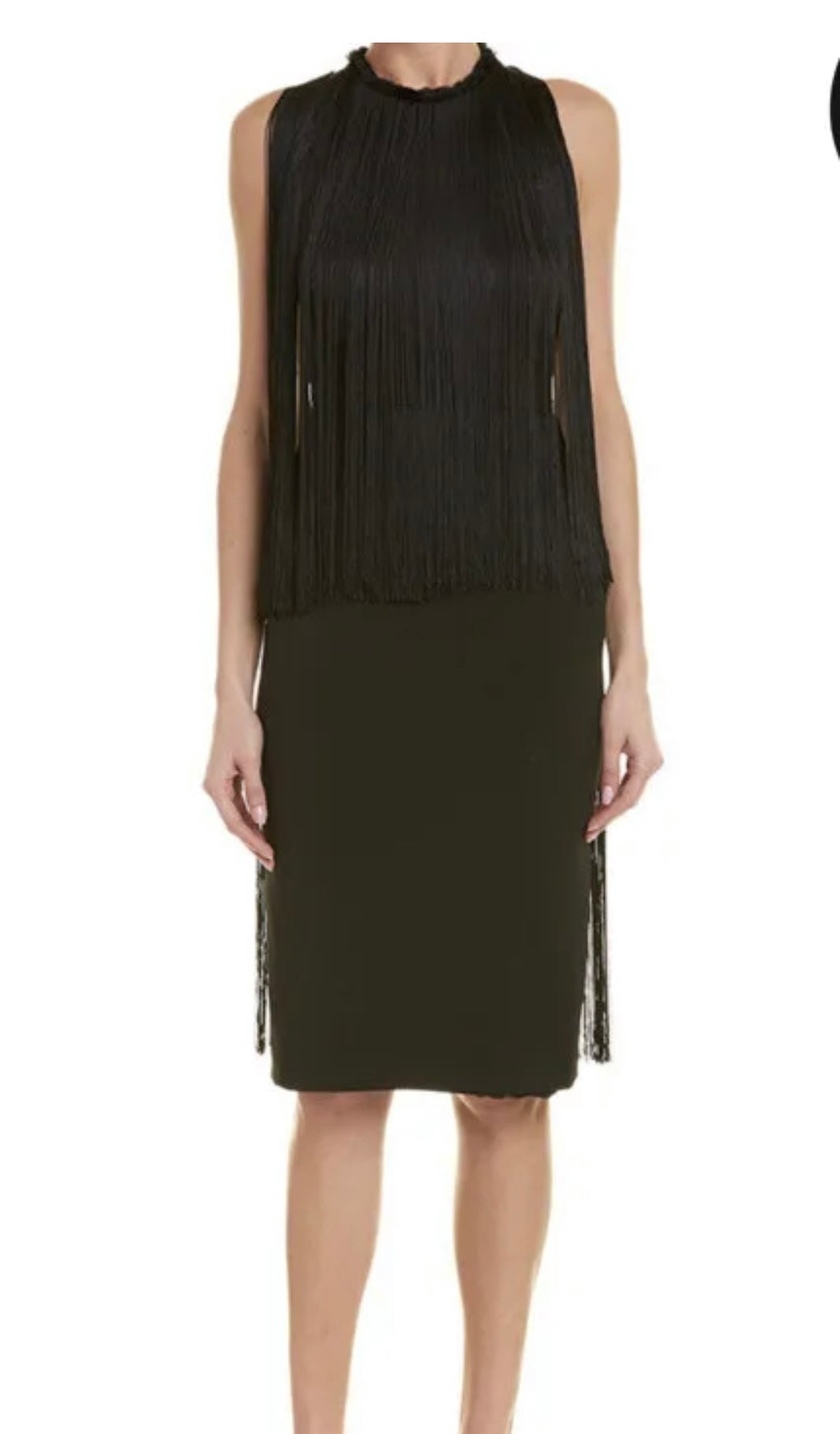 $2965 Stella Mccartney Women's Sleeveless A Line Fringe Midi Dress Black Size US 0