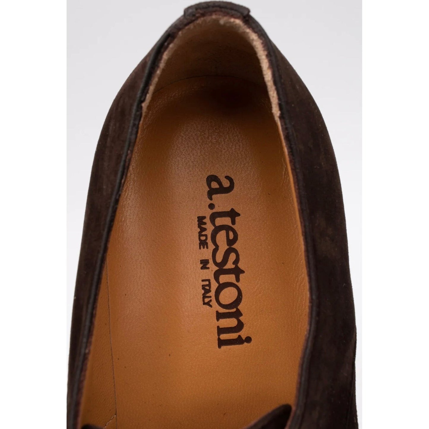 $550 A.TESTONI Leather Derby Shoes US8 UK7 EU41 Brown Made in Italy