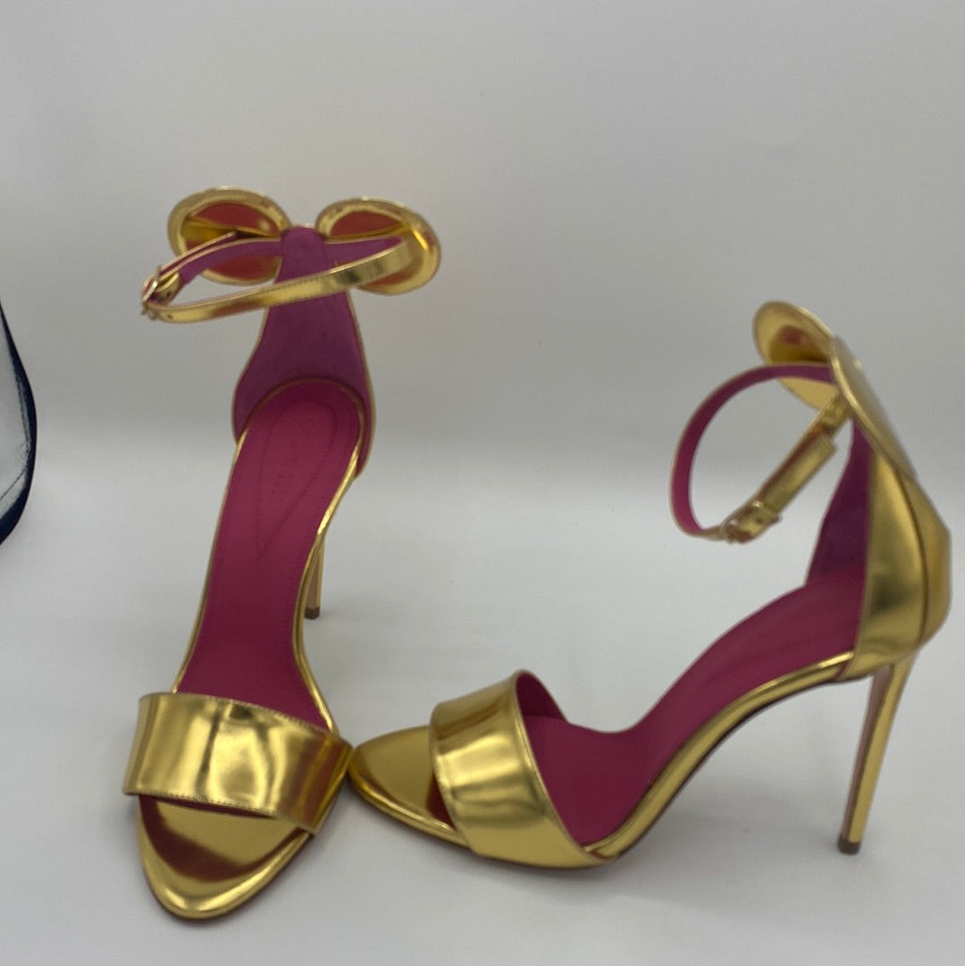 $599 OSCAR TIYE Minnie Leather Sandals US7 UK4 EU37 Ankle Strap Made in Italy