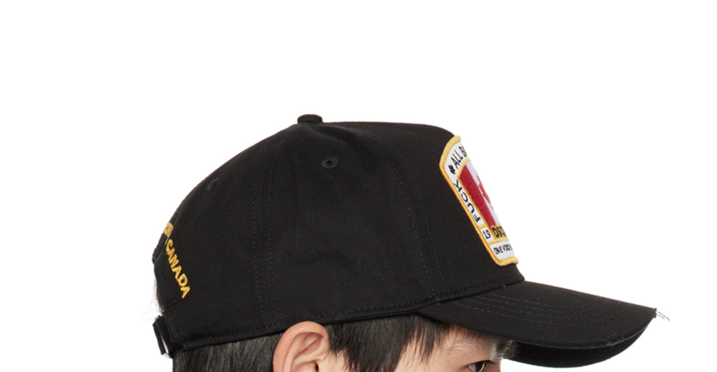 $180 DSQUARED2 Baseball Cap One Size Distressed Beaded Logo & Vulgar Slogan