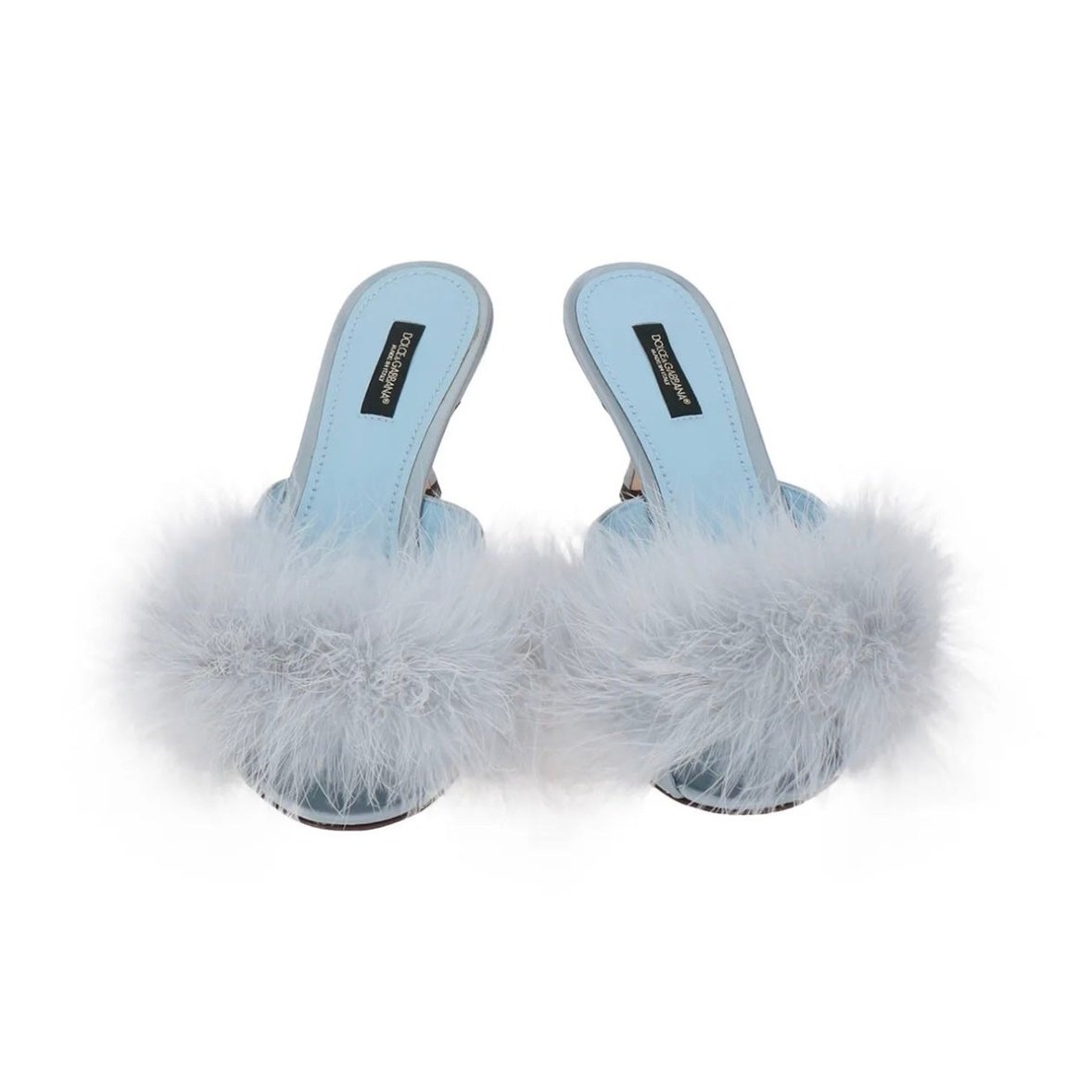 $950 DOLCE & GABBANA Satin Slide Sandals Size US. 9 UK 6 EU 39 Feather Made in Italy