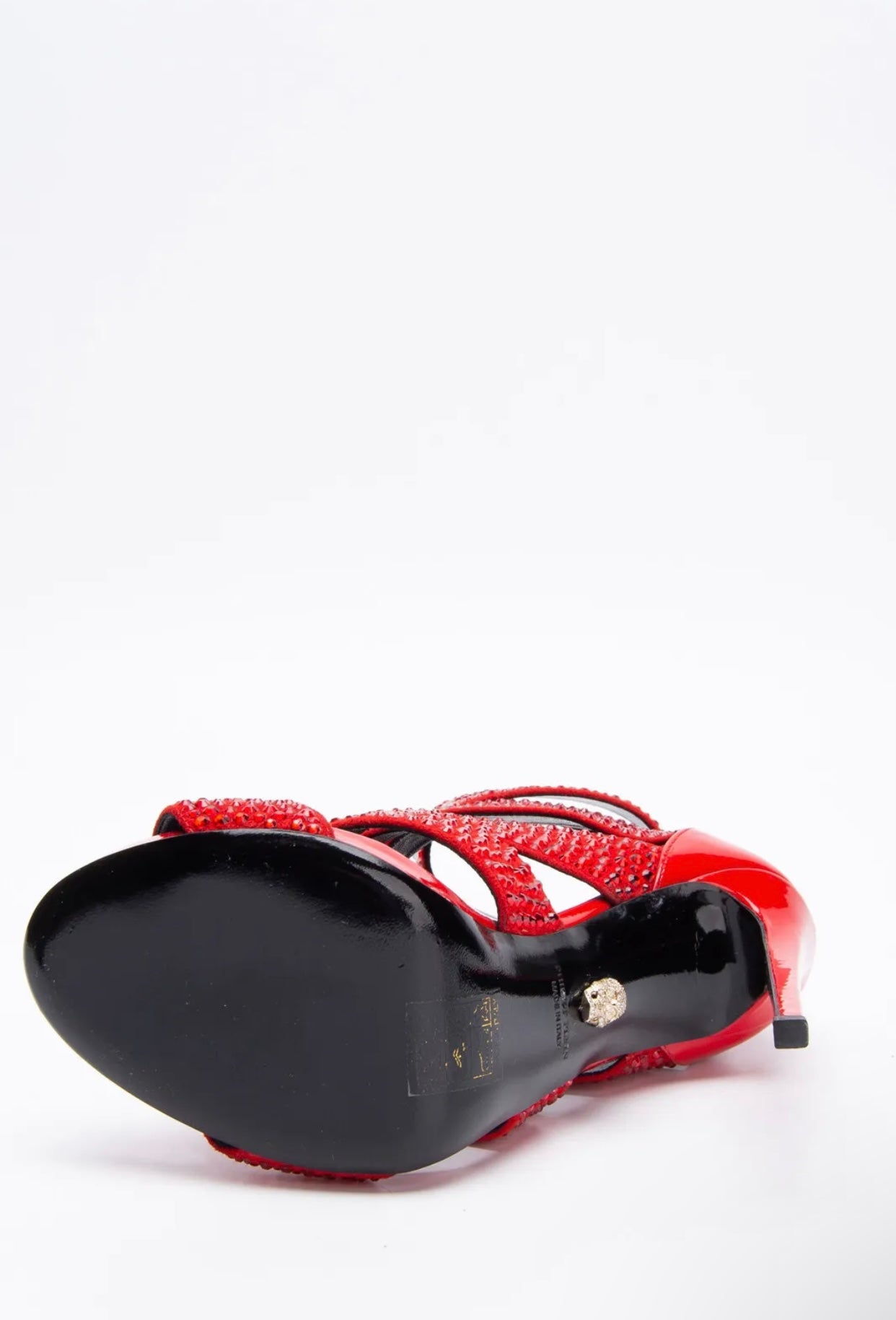 $2499 PHILIPP PLEIN Leather Strappy Sandals US5.5 EU36 UK3.5 Rhinestones