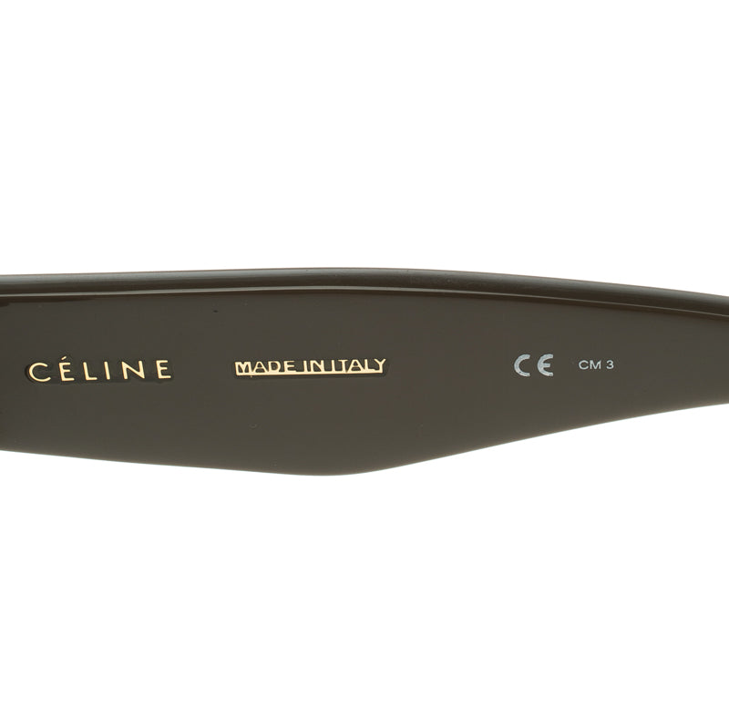 $650 Celine CL 40196 Mocha Greige 46-25-145 Thick Gold Trim Round Sunglasses Made in Italy