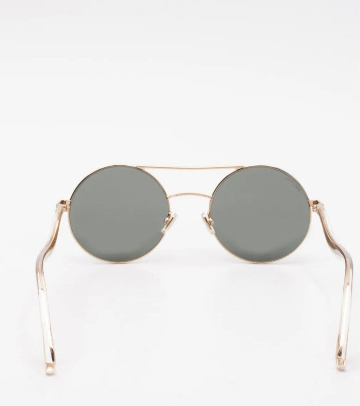 $449 JIMMY CHOO MAELLE/S Mirrored Round Pilot Sunglasses Glitter Temples