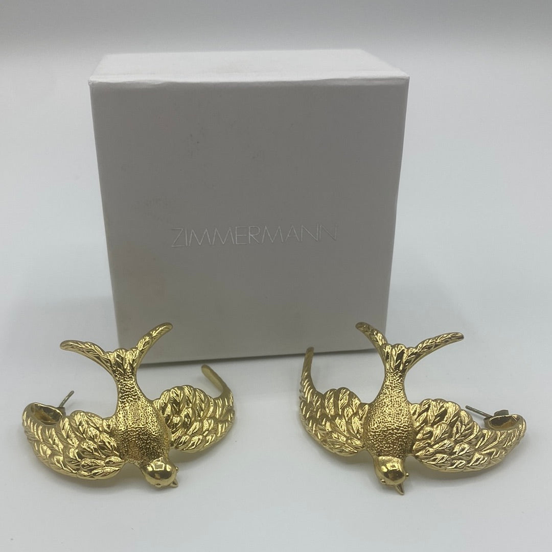 $249 Large Swallow Hoop Earrings Gold Tone Butterfly Closure. Made in Australia