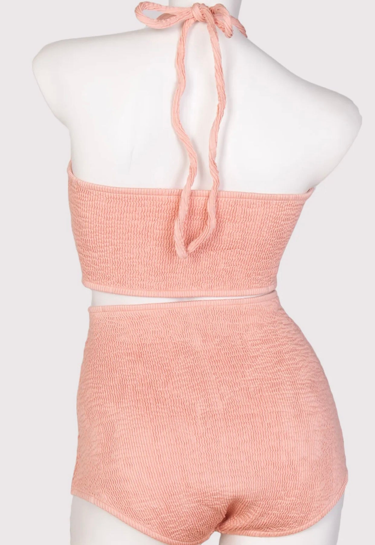 $490 BOTTEGA VENETA Pink Crinkle Bikini Set US8 IT44 L High-Waisted Made in Italy