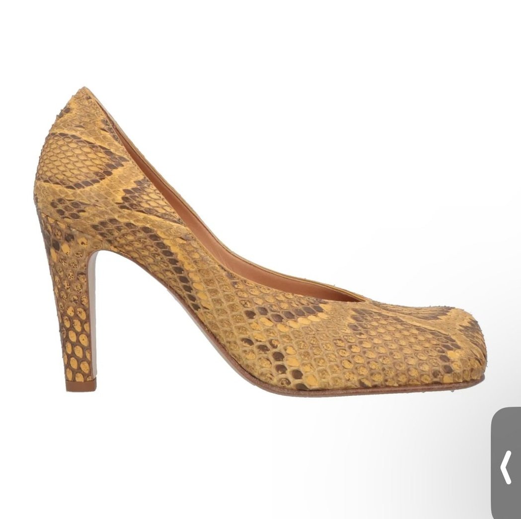 $1499 BOTTEGA VENETA Snakeskin Python Square-Toe Pumps Pump Shoes US6.5 UK3.5 EU36.5 Made in Italy
