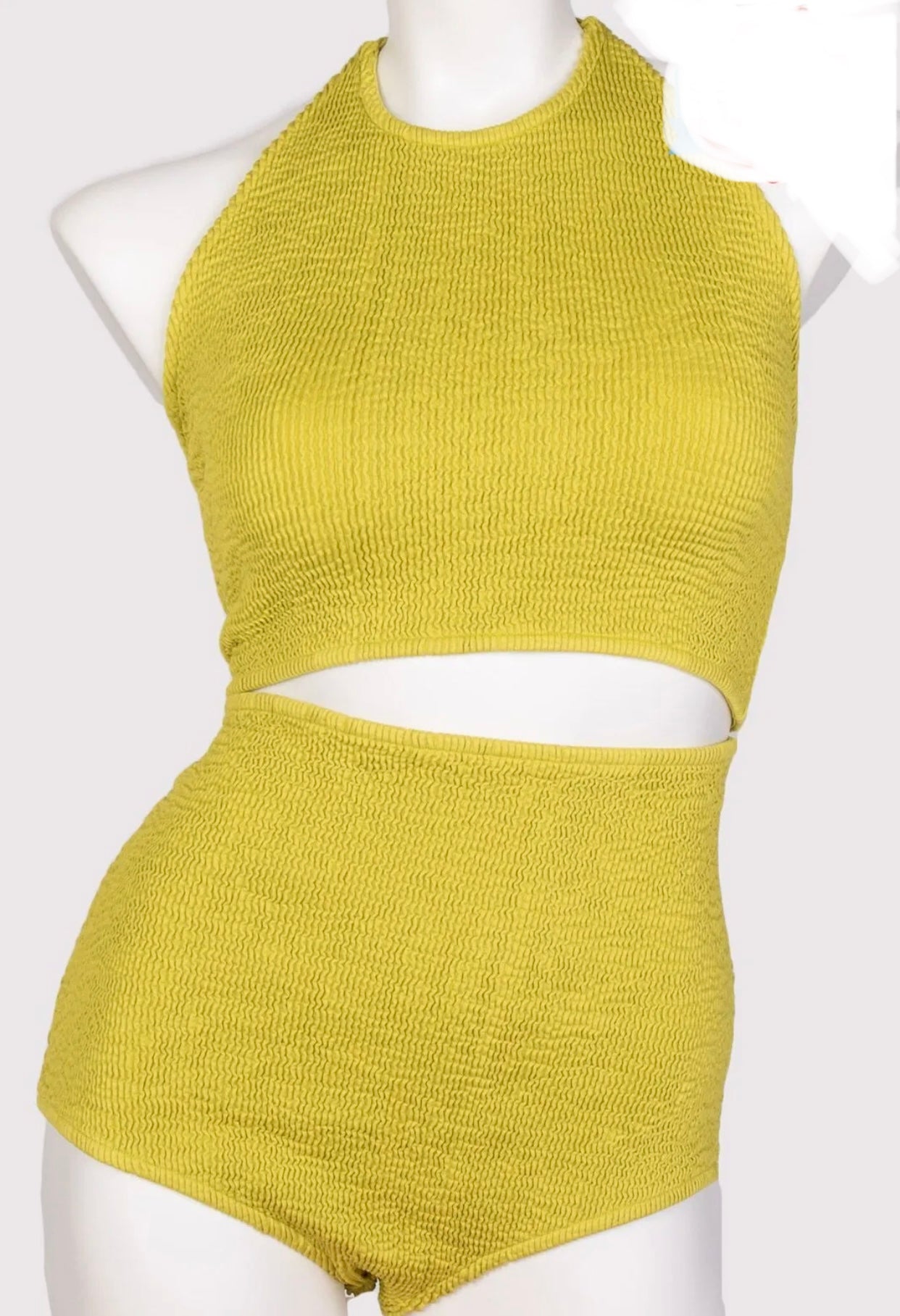 $490 BOTTEGA VENETA Green Crinkle Bikini Set US8 IT44 L High-Waisted Made in Italy