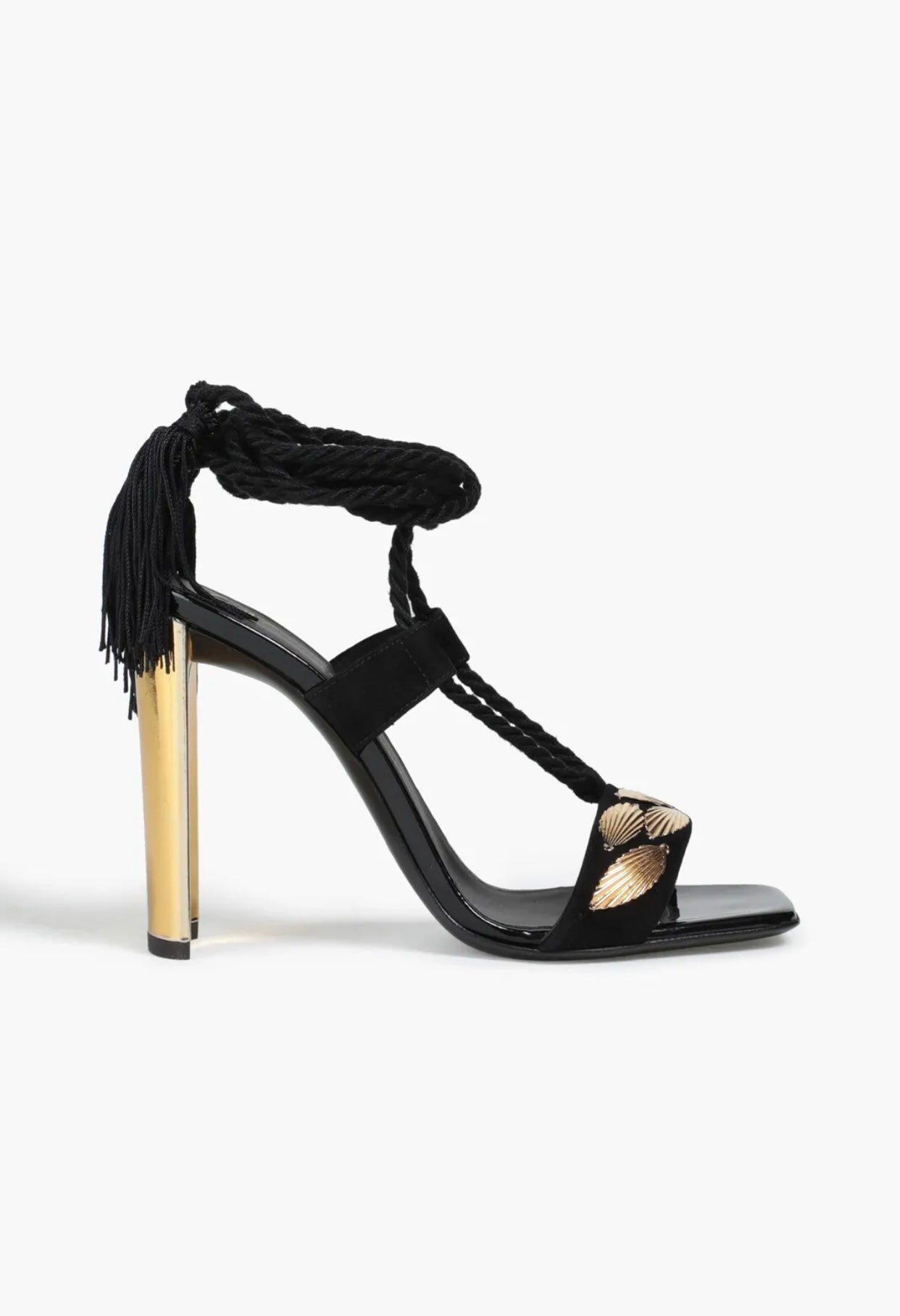 $1350 GIUSEPPE ZANOTTI Leather Ankle Tie Sandals US6 UK3 EU36 Heel Tassels