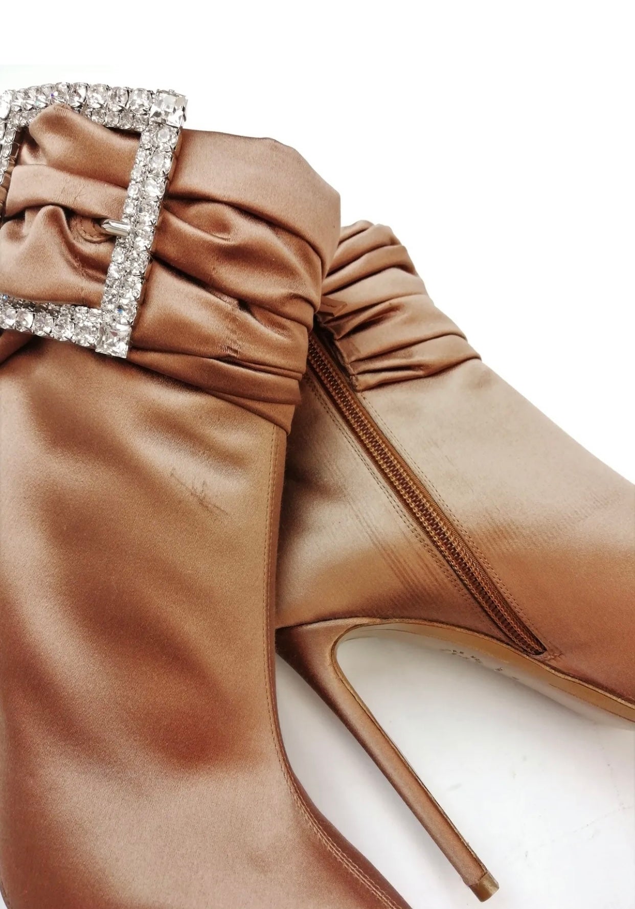 $1195 ALEXANDRE VAUTHIER Satin Ankle Boots US6 UK3 EU36 Rhinestones Bows