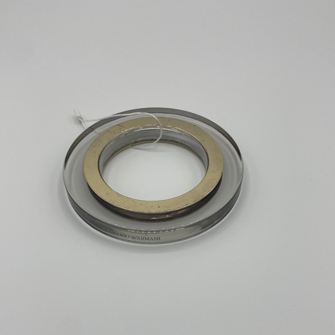 $275 Emporio Armani Silver and Plastic Bracelet with Brand Name on the side. Made in Italy