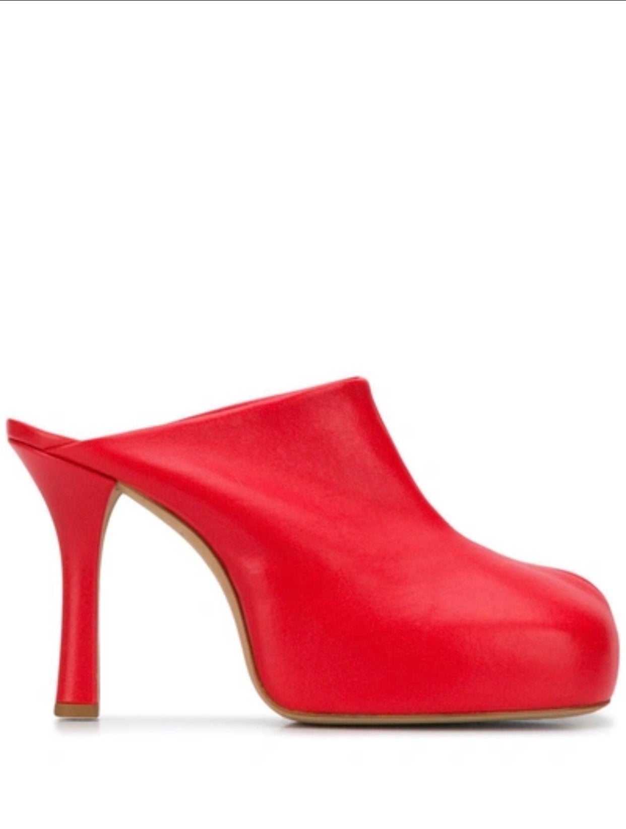 $970 BOTTEGA VENETA Bv Bold Leather Mule Shoes US8 EU38 UK5 Red Heel