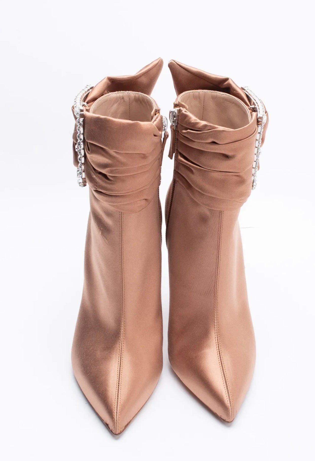 $1195 ALEXANDRE VAUTHIER Satin Ankle Boots US6 UK3 EU36 Rhinestones Bows