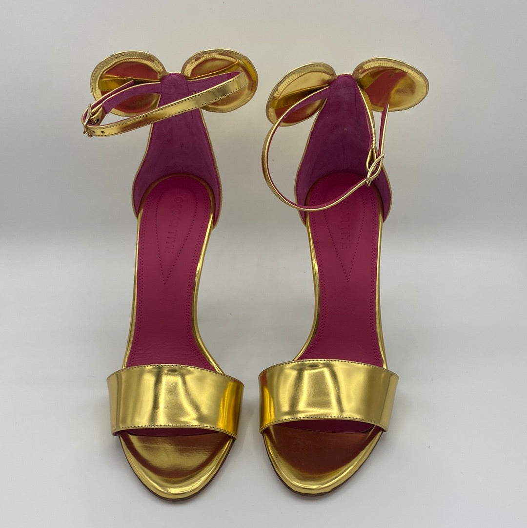 $599 OSCAR TIYE Minnie Leather Sandals US7 UK4 EU37 Ankle Strap Made in Italy