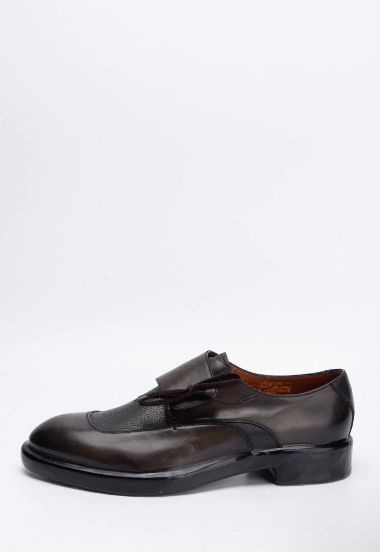 Ermenegildo Zegna COUTURE Leather Slip On Shoes US12 EU45 UK11 Polished Texture Trim