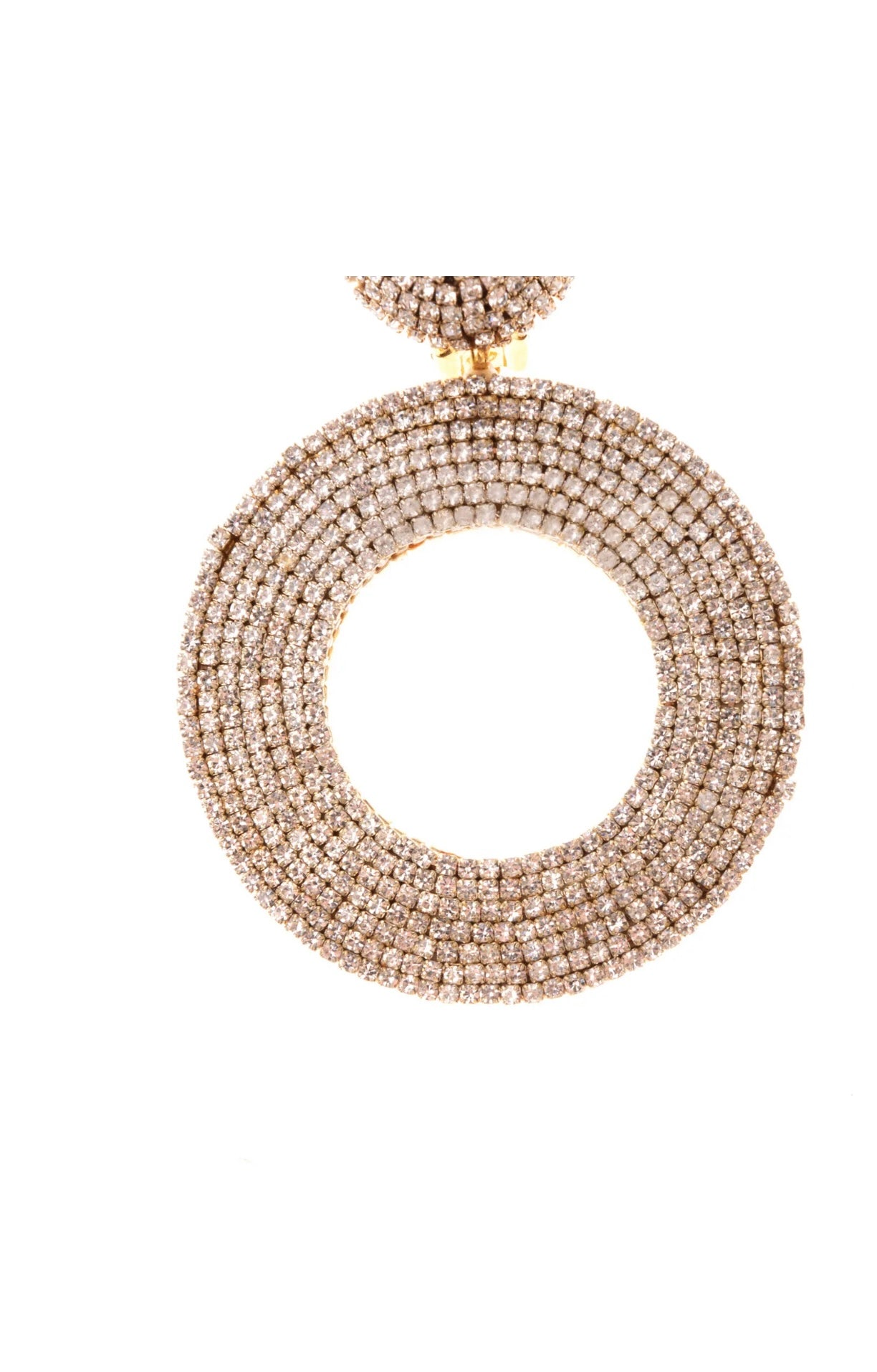 $380 OSCAR DE LA RENTA Hoop Clip On Earrings Rhinestones Embellished