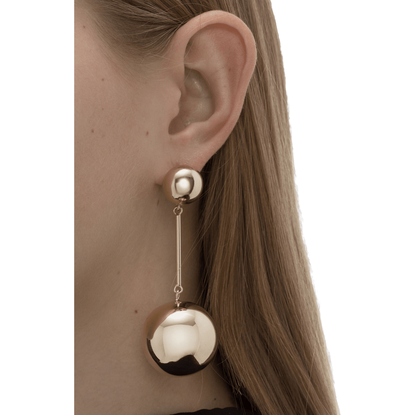 $449 JW ANDERSON Polished Rose Gold Sphere Drop Earrings Made in Italy