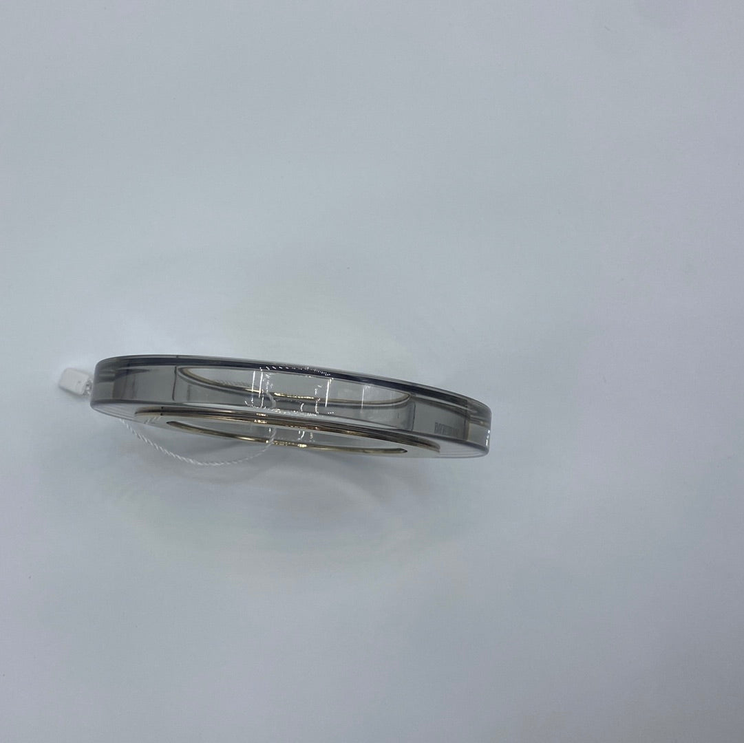 $275 Emporio Armani Silver and Plastic Bracelet with Brand Name on the side. Made in Italy