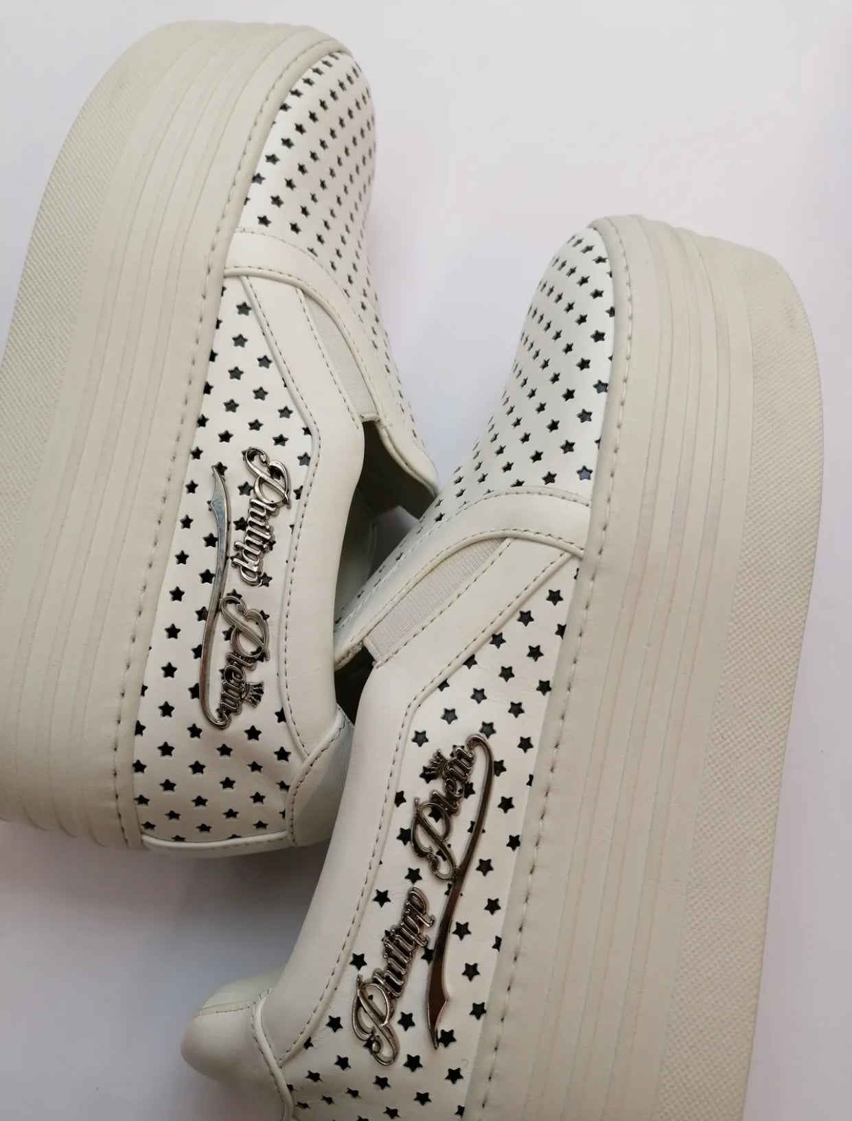 $699 PHILIPP PLEIN Leather Sneakers US8 UK6 EU39 Flatform Made in Italy