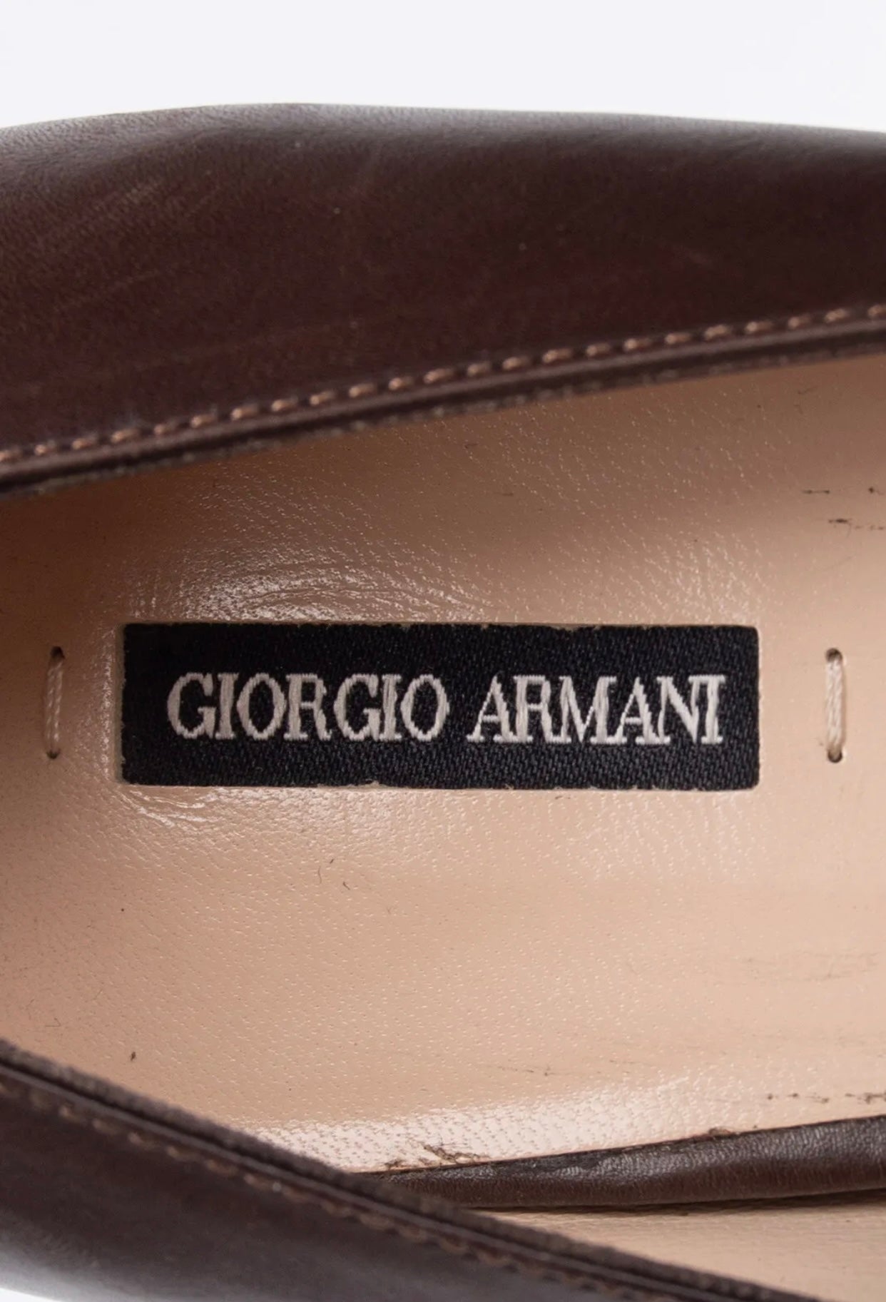 $1500 GIORGIO ARMANI Leather Court Shoes US10.5 UK8 EU41 Brown Made in Italy