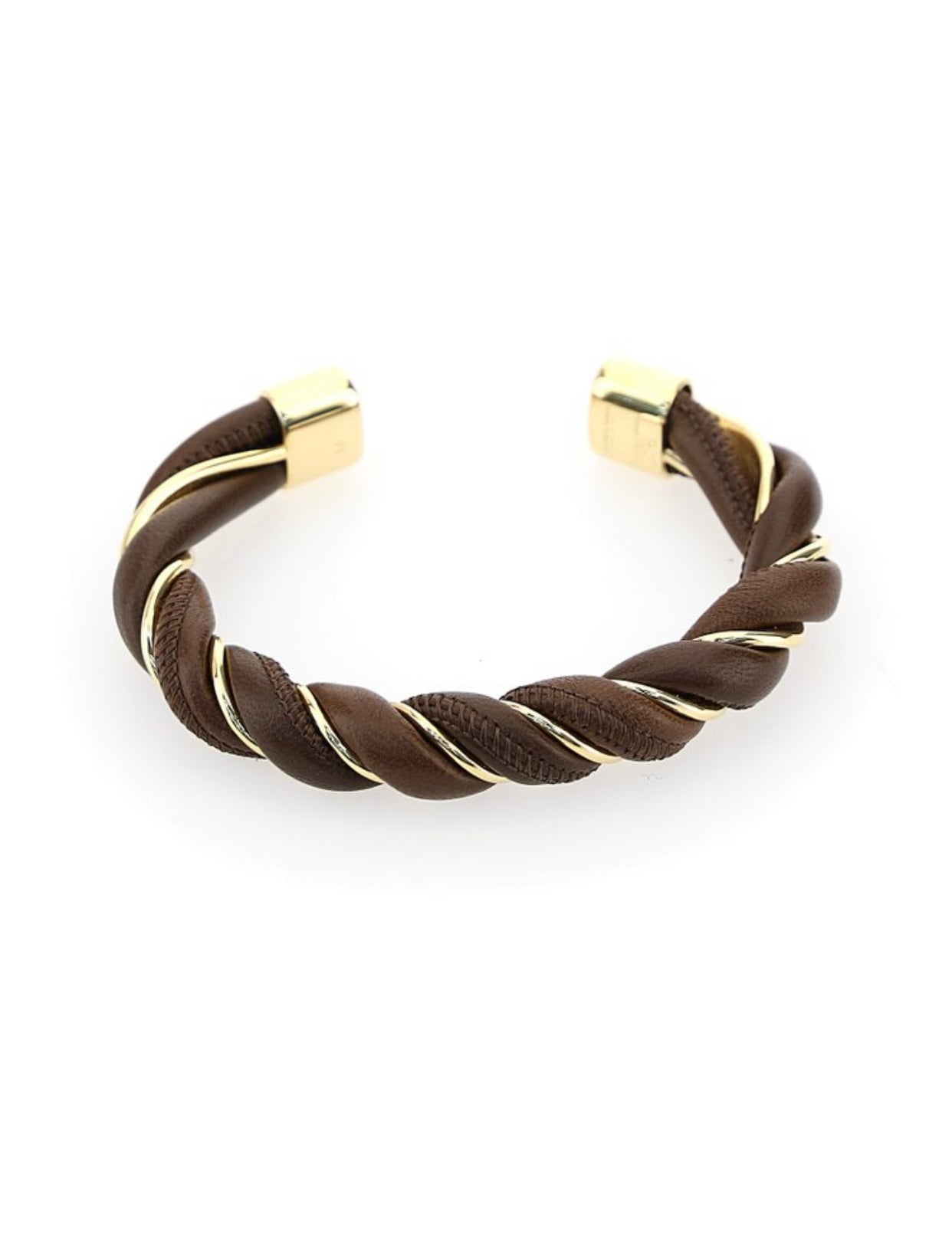 $850 BOTTEGA VENETA Leather 925 Sterling Silver Cuff Bracelet Size S Twisted