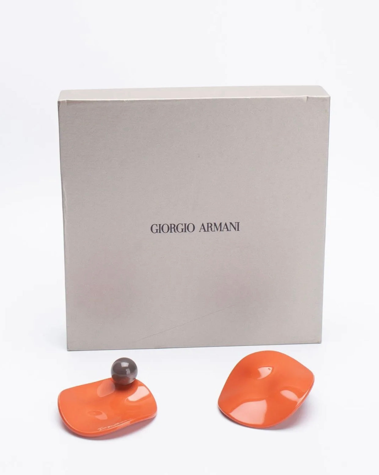 $225 GIORGIO ARMANI Large Shaped Jacket Earrings Sphere Closure Made in Italy