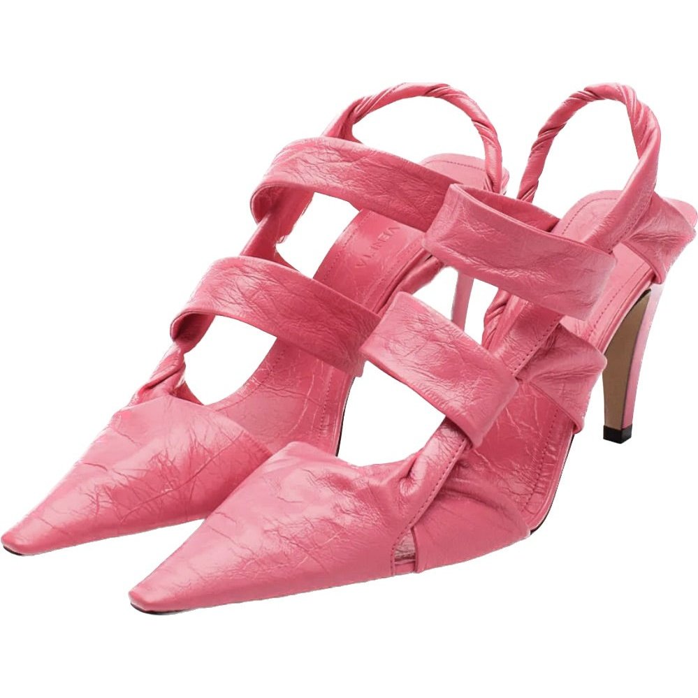 $1250 BOTTEGA VENETA Point Leather Slingback Shoes US7 EU37 UK4 Pink Crushed Made in Italy