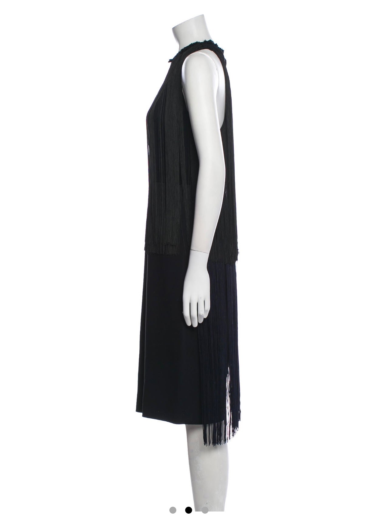 $2965 Stella Mccartney Women's Sleeveless A Line Fringe Midi Dress Black Size US 0