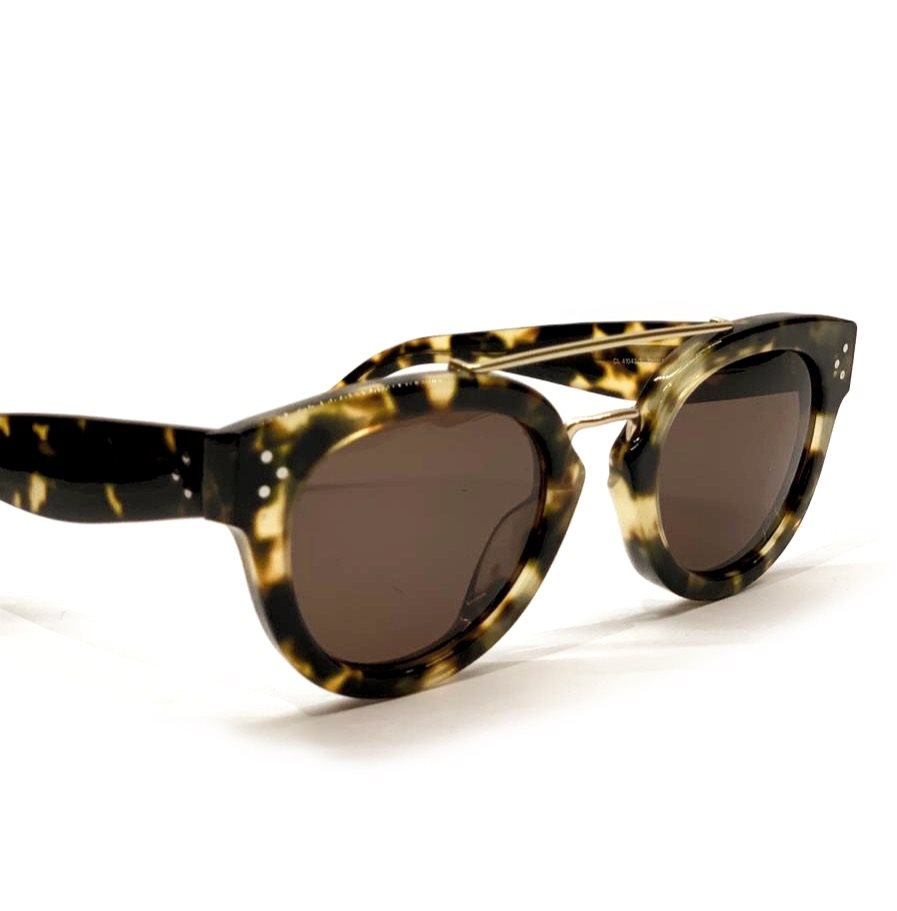 $380 Celine Made Italy CL 41043 49-24-150 Honey Tort Thick Gold Bridge Sunglasses #6