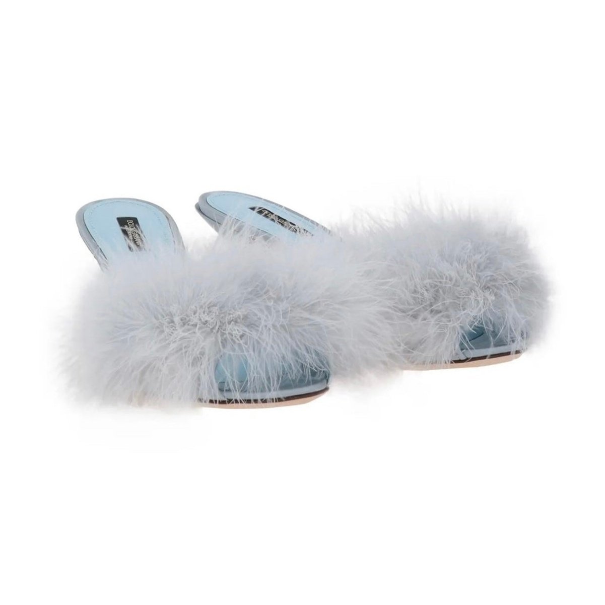 $950 DOLCE & GABBANA Satin Slide Sandals Size US. 9 UK 6 EU 39 Feather Made in Italy