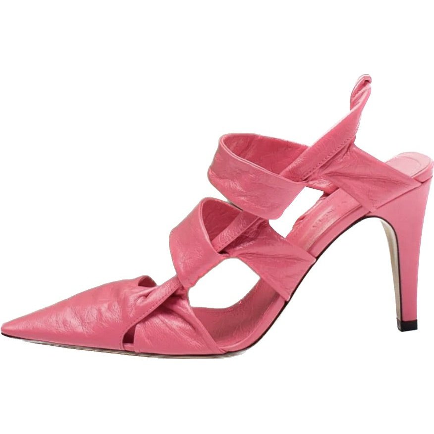 $1250 BOTTEGA VENETA Point Leather Slingback Shoes US7 EU37 UK4 Pink Crushed Made in Italy