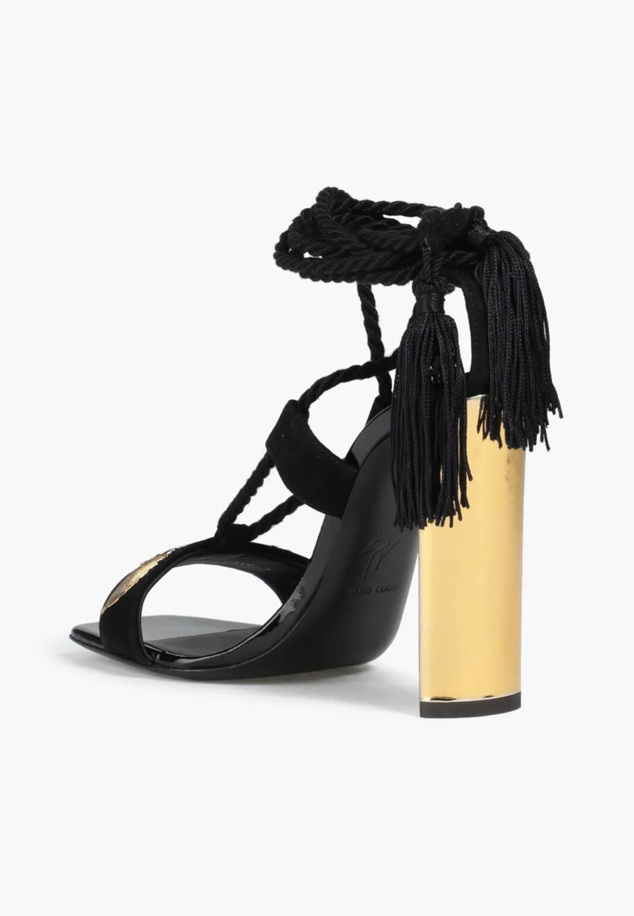 $1350 GIUSEPPE ZANOTTI Leather Ankle Tie Sandals US6 UK3 EU36 Heel Tassels