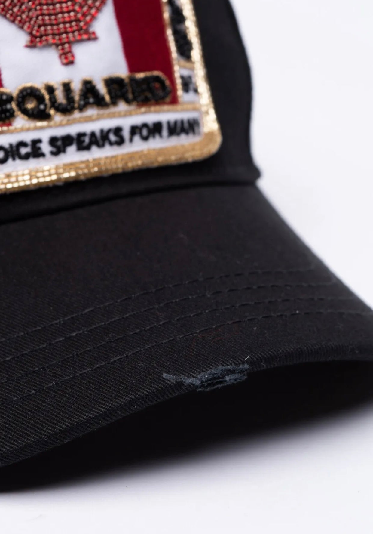 $180 DSQUARED2 Baseball Cap One Size Distressed Beaded Logo & Vulgar Slogan