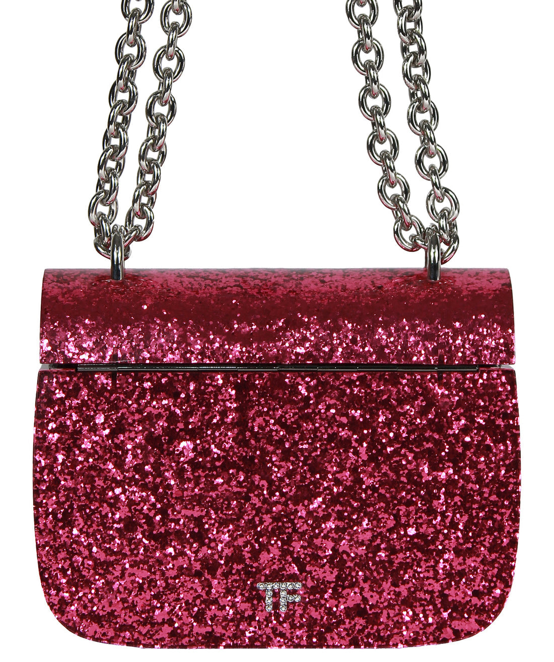$15500 TOM FORD Limited Edition, Very Rare Collectible Glitter Shoulder Bag Rhinestones Slogan Chain Strap Turnlock.