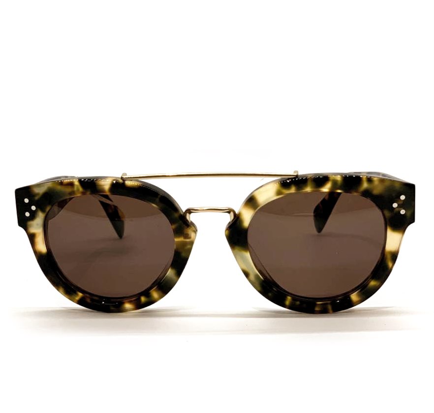 $380 Celine Made Italy CL 41043 49-24-150 Honey Tort Thick Gold Bridge Sunglasses #6