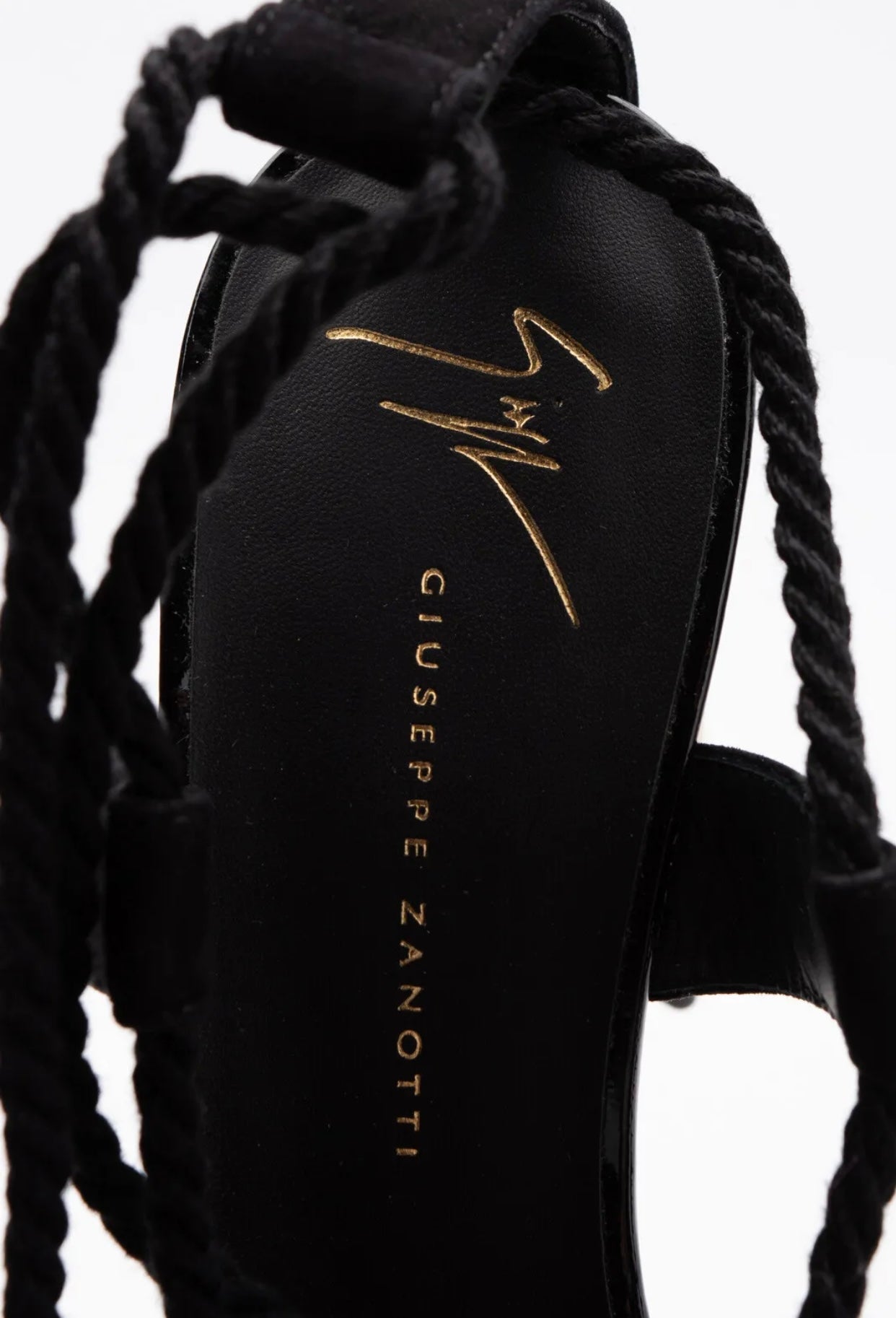 $1350 GIUSEPPE ZANOTTI Leather Ankle Tie Sandals US6 UK3 EU36 Heel Tassels