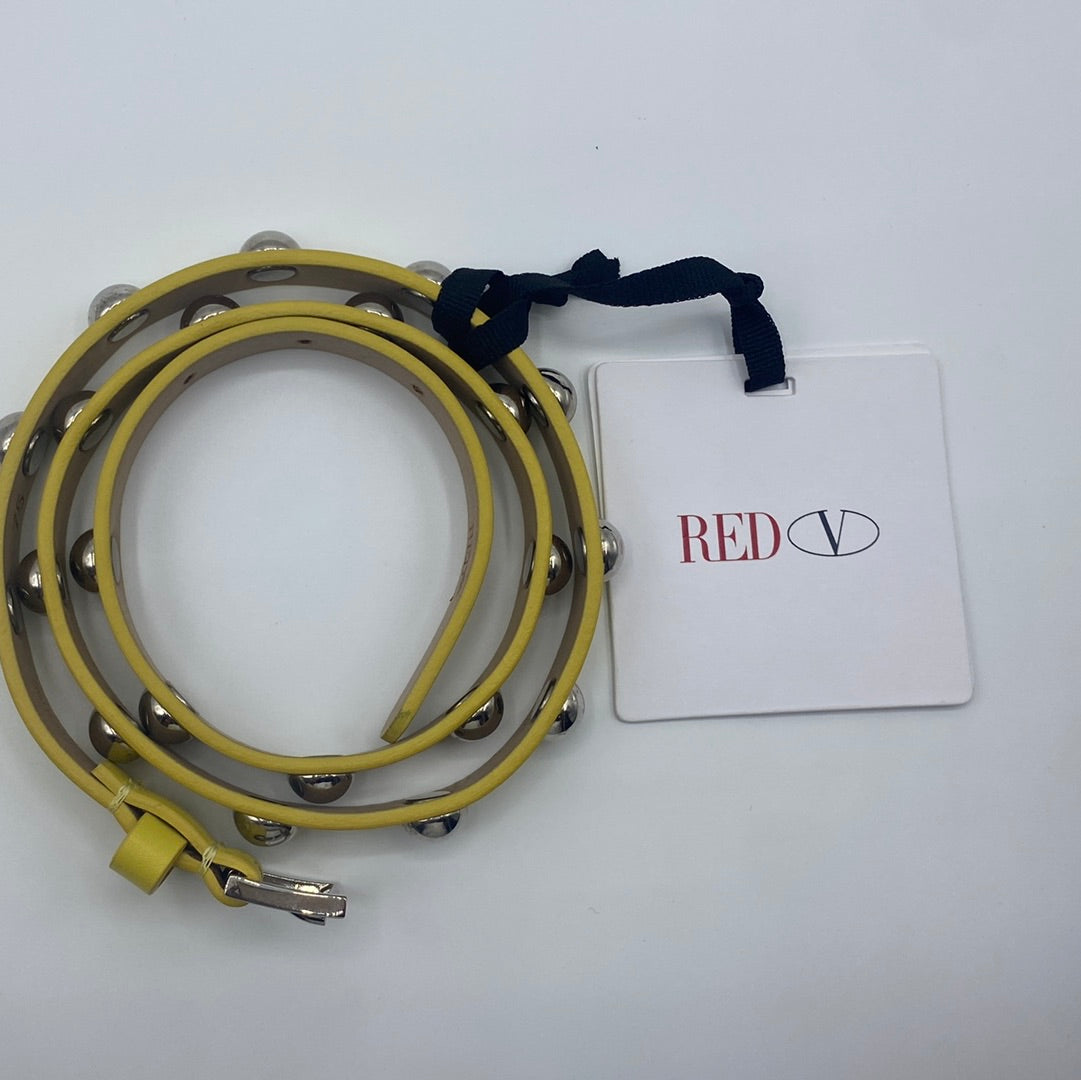 $395 Red Valentino Round Studs Leather Waist Belt, Size 75/30
