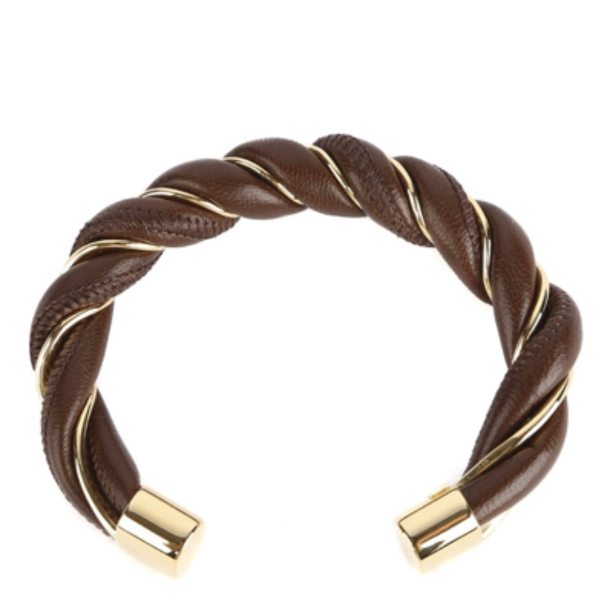 $850 BOTTEGA VENETA Leather 925 Sterling Silver Cuff Bracelet Size S Twisted