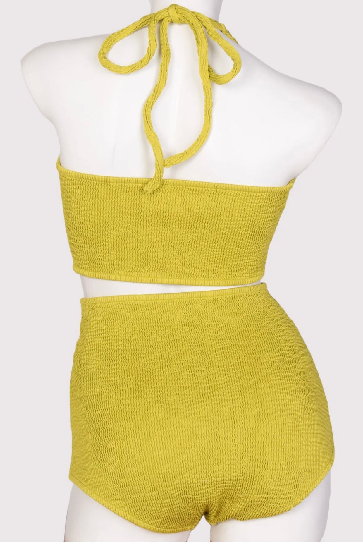 $490 BOTTEGA VENETA Green Crinkle Bikini Set US8 IT44 L High-Waisted Made in Italy