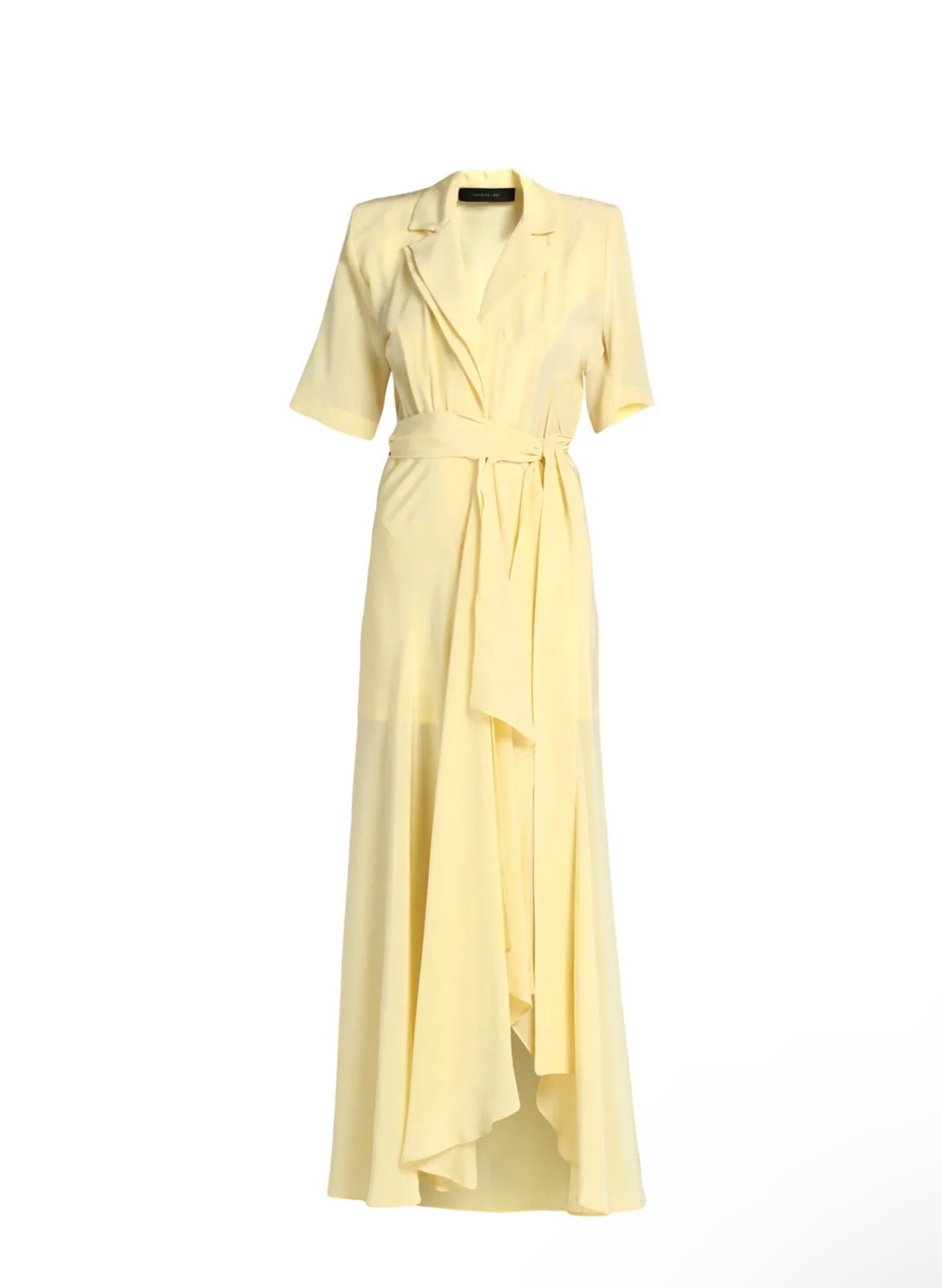 $800 FEDERICA TOSI Silk Maxi Long Dress IT40 US4 UK8 S Yellow Lined Draped