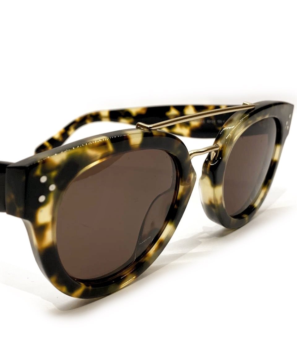 $380 Celine Made Italy CL 41043 49-24-150 Honey Tort Thick Gold Bridge Sunglasses #6